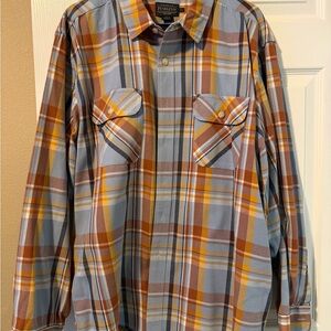 Pendleton Blue and Brown Plaid Casual Button Down Shirt